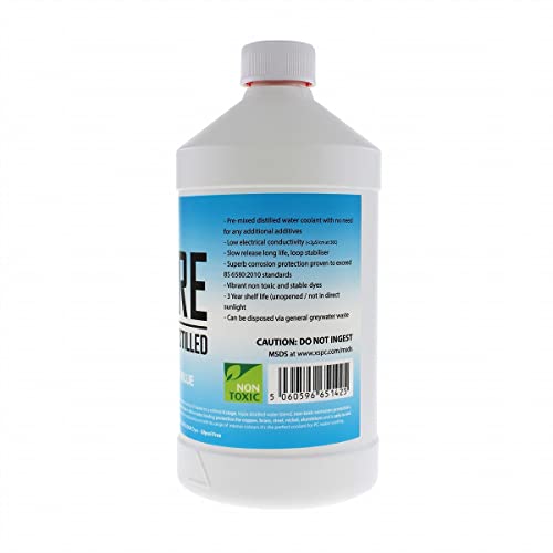 XSPC Pure Premix Distilled PC Coolant, 1 Liter, UV Blue - color: UV Blue