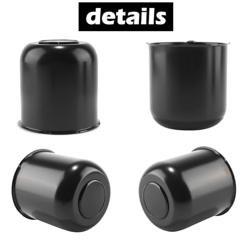 4Pcs 4.25" OD 4.29" H Trailer Wheel Center Caps with Removable Top - color: Matt Black, size: 4.25" OD 4.29" H