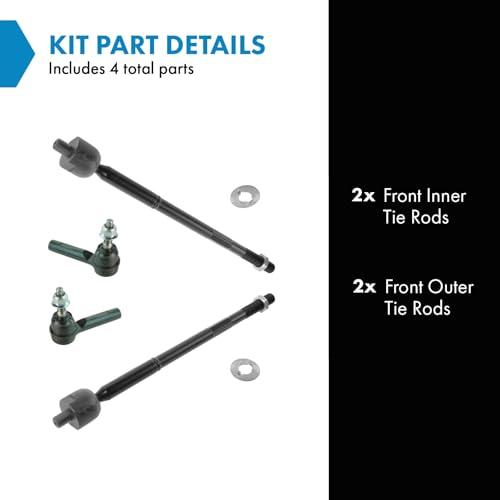 TRQ Inner and Outer Tie Rod Set 4 Piece - style: PSA55100