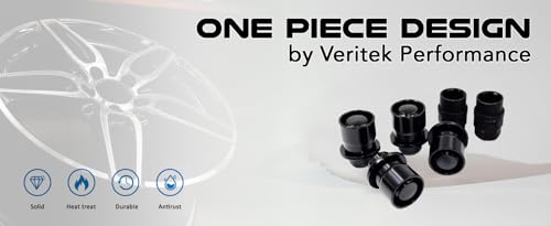 Set of 4 12x1.5 Veritek OE 1.47 Inch Mag Factory Style Replacement Black Lug Nut Wheel Locks with 2 Black Keys for Factory Wheels VPE-45700N2BK