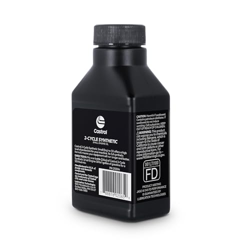 Castrol 2 Cycle Full Synthetic Oil - Small Engine Formula - 50:1 Mix Ratio - Includes Fuel Stabilizer (Pack of 24 (2.6fl oz bottles)) - size: Pack of 24 (2.6fl oz bottles)