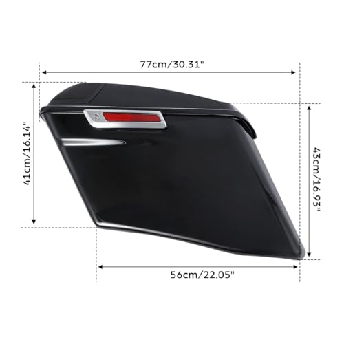 TCT-MOTORPARTS 4" Extended Hard Saddlebags Fit for Harley CVO Touring Road King FLHR Road Glide Street Electra Glide Ultra-Classic 2014-2024 - color: Vivid Black w/ Chrome Latches