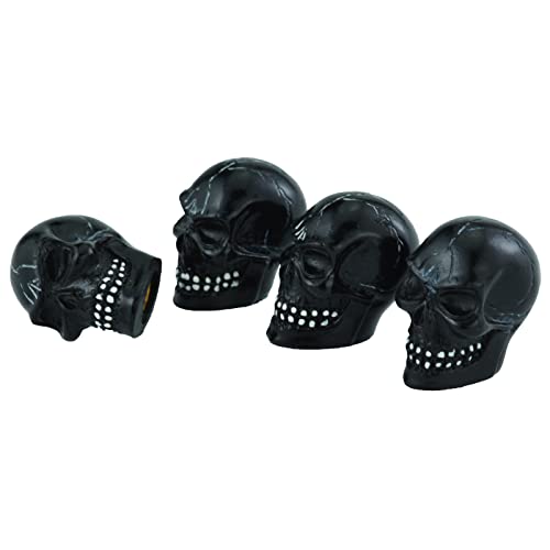 Skull Car Tire Rim Caps Skeleton Bike Wheel Air Valve Stem Covers for Most Vehicles Bicycles Motorcycles, Black - color: Black