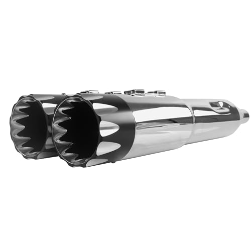 SHARKROAD 5.0'' Mufflers for Harley Davidson Touring, Black - style: HDMF-501709CB, Chrome body+Black Tip