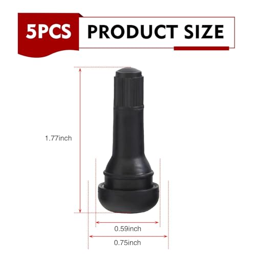 5 PCS Rubber Snap-In Tire Valve Stem, Durable TR413 Tubeless Valve Core Replacement, Universal Automotive Tire Valve Stem for Cars & Motorcycles - size: TR413