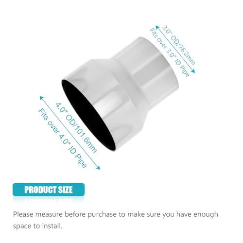 Universal 3" OD to 4" OD Exhaust Pipe Adapter Connector Reducer 304 Stainless Steel 3.0 Inch to 4.0 Inch 3" OD to 4" OD kit - size: 3" OD to 4" OD