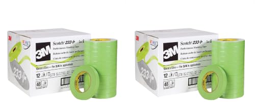 3M Scotch Performance Masking Tape 233+, 26334, Flexible, Moisture Resistant, Green Color, 18 mm x 55 mm (Pack of 2) - size: Case of 48 (Pack of 2)