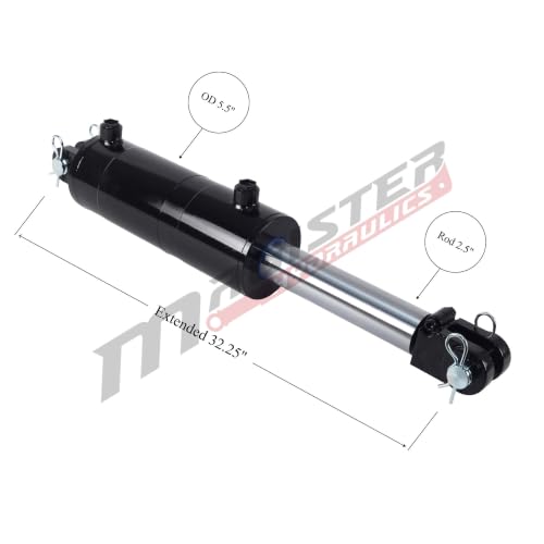 Hydraulic Cylinder 5" Bore x 10" Stroke, Welded Hydraulic Ram with Clevis Ends, Double Acting Hydraulic Piston 3500 PSI (WCL 5x10) - color: 10" Stroke, size: 5" Bore