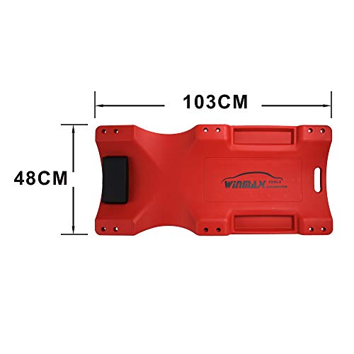 WINTOOLS Low Profile Red 40 Inch Creeper Garage Plastic Rolling Car Repair Mechanic Cart