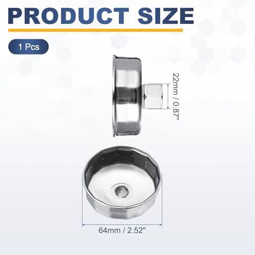 HARFINGTON Oil Filter Cap Wrench 14 Flute 64mm Inner Dia 1/2" - size: 64mm x 14 Flute(901)