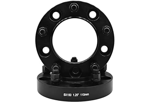 4 Pc 5x150 MM Hub Centric Wheel Spacers Adapters 5x150 MM | 1.25" Thick | 14x1.5 | +20 Pc 4.5" Tall Spike Gun Metal Lug Nuts + Key Works with 07-19 Toyota Tundra Sequioa Land Cruiser Lexus
