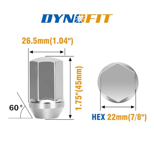 dynofit 24pcs 14x1.5 OEM Lug Nuts 1.75 inch(45mm) Height 7/8" Hex(22mm), M14-1.5 One-Piece Design Factory Chrome Wheel Lugnuts for Silverado & Tahoe GMC Sierra 1500 Buick Dodge Cadillac Chrysler - color: Chrome, size: M14x1.5,1.75",Ram 1500