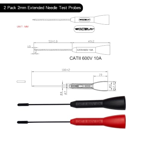 Multimeter Probes, 2mm Extended Needle Test Probes for Fluke Leads tl71 tl75,4 Pack - size: 4 PCS