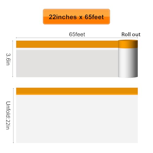 Drop Cloth for Painting, Painters Plastic Sheeting 22 in x 65 ft, 6 Rolls - size: 22in x 65Ft