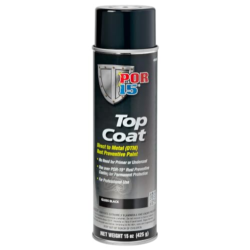 POR-15 Top Coat Spray Paint, Direct to Metal Paint, Long-term Sheen and Color Retention, 15 Fluid Ounces, Gloss Black - color: Gloss Black