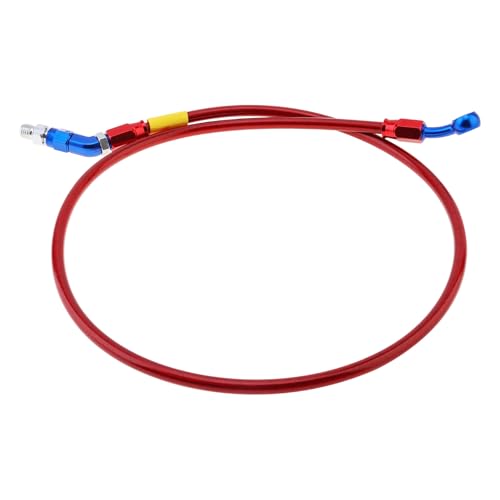 Windance 39inch/100cm 28 Degree Banjo 45 Degree Joint M10 Hydraulic Brake Oil Hose Stainless Steel Braided Brake Line for Motorcycle Scooter ATV Dirt Pit Bike (Red, 39inch/100cm) - color: Red