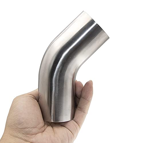 2.5" Stainless Steel Elbow 45° Mandrel Bend Elbow - 1.5D/3.75" CLR Loose Radius - 14GA /.078" Wall - 2" Legs - SS304 Stainless Elbow for Car Modified Exhaust Elbow Pipe, Pipeline, etc - size: OD: 2.5"