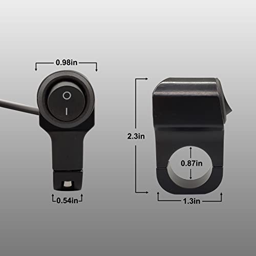 Handlebar Switch 7/8" for Motorcycle, 12V ON-Off Light Switch with Black Push Button and Solid Aluminium Alloy Base, ATV Handlebar Control for Dirt Bikes, Pack of 2pcs