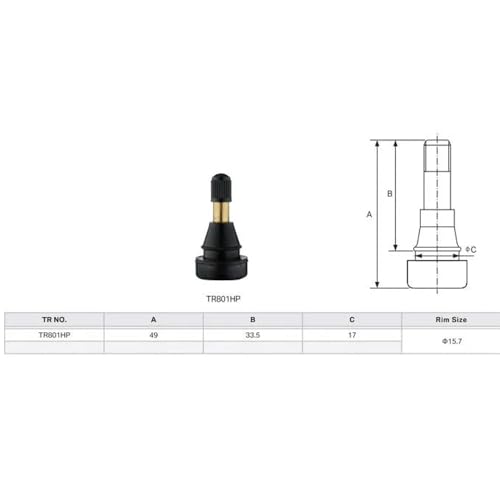 TR801HP Tubeless Tire High Pressure Valve Stems for .625" Large Hole - 50 Pack (TR801HP - 50 Pack) - size: TR801HP - 50 Pack