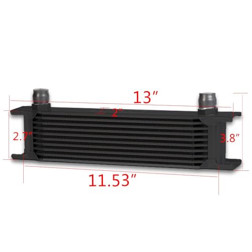 G-PLUS Black 10 Row Universal AN10-10AN Engine Transmission Oil Cooler - color: Black, size: 10 Row AN10