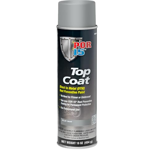 POR-15 Top Coat Spray Paint, Direct to Metal Paint, Long-term Sheen and Color Retention, 16 Fluid Ounces, Flat Gray - color: Flat Gray
