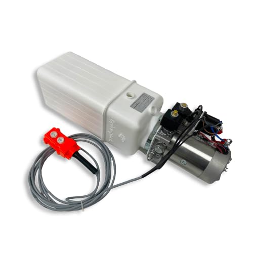 Hydraulic Pump for Dump Trailer 12 Volt DC Double Acting - Solenoid Hydraulic Power Unit 10 Quart Plastic Tank - Dump Trailer Electric Hydraulic Power Pack - size: 10 Quarts