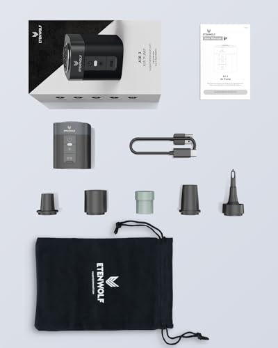 ETENWOLF AIR 3 Air Pump for Inflatables with 2600mAh Battery& Camping Light - color: Black