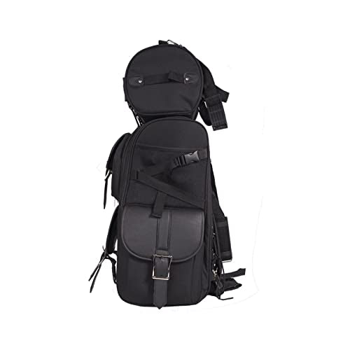 GARGOYLE BELLS Motorcycle Sissy Bar Bags With Studs Big-Capacity Biker Luggage Bag Set Motorcycle Saddlebags Travel Backpack for Motorcycle (Black No Studs, L:15.5" x 9.75" x 29") - color: Black No Studs
