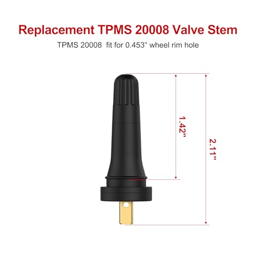 SUNSOUL TPMS 20008 Replacement Tire Pressure Sensor Rubber Valve Stems for 0.453 inch 11.5mm Rim Holes on Standard Vehicle Tires, Pack of 5 Sets TPMS Valve Stems - color: TPMS20008-5pcs