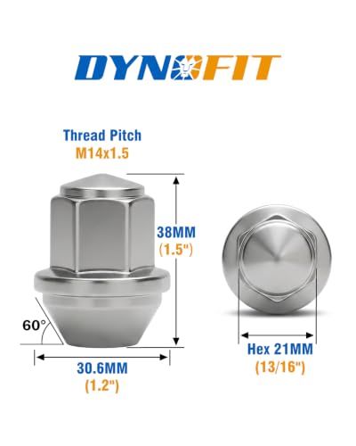 Dynofit 14x1.5 Factory Lug Nuts for Mustang Edge, 20pcs One-piece Style Chrome Wheel Nut Compatible With Ford Explorer Fusion Maverick, Alloy Steel Lugnut fit Aviator MKX Replace OE#ACPZ-1012-M/1012-D - color: Chrome, size: M14x1.5,1.5",Ford
