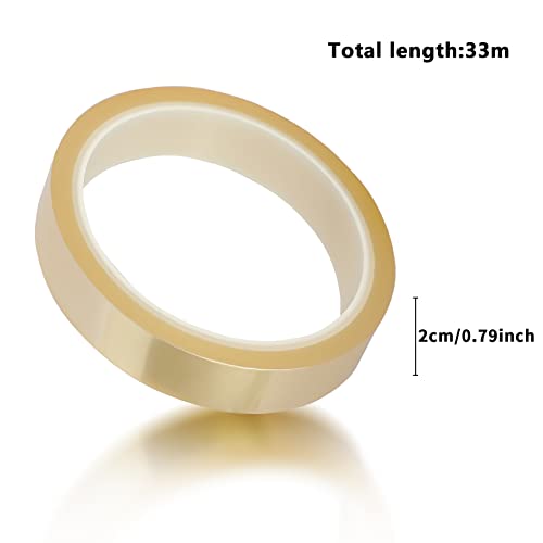 Viaky 3 Rolls High Temperature Tapes, 20mm*108ft Heat Resistant Tape No Residue Heat Transfer Adhesive Tape for Sublimation, Electronics, Soldering, 3D Printing, Heat Press(Clear) - color: Transparent