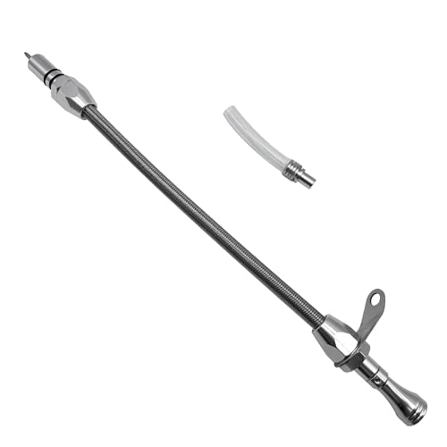 HAHAHA TH350 BellHousing Mount Dipstick(17.9 inch), BellHousing Mount,TH350/Turbo 350 Short Flexible Braided Transmission Dipstick Compatible with Chevy/GM TH350 Turbo 350, (Silver) - color: Silver