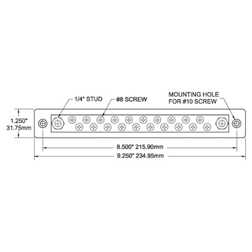 Blue Sea Systems 2302 150 Amp Common BusBar with 20 screws - style: 150a - 20 Screw, No Cover