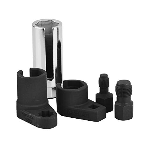 A ABIGAIL 5 PCS Automotive O2 Oxygen Sensor Socket Wrench Removal Tool and Thread Chaser Set 3/8" 1/2" Drive x 7/8" 22mm O2 Sensor Wrench Remover - color: Blue