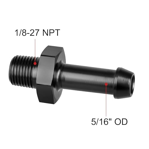 EVIL ENERGY 1/8" NPT Male to 5/16" Barb Fitting Adapter Straight Aluminum Black 2PCS - size: 1/8 NPT to 5/16 Barb