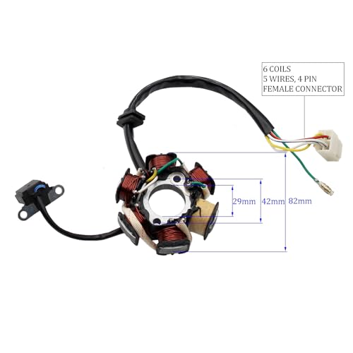 PRO BAT ATV Quad Go Kart Magneto Stator 6 Coils 5 Wires - size: ATV Magneto Stator with Female Plug