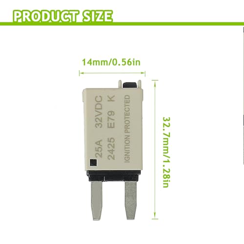 25A DC 12V-32V Manual Reset Circuit Breaker ATM Low Profile T1 Mini Blade Fuses Breakers for Car Trucks Marine Boat RV Solar and More,2 Pack - style: E79-ATM-Manual Reset