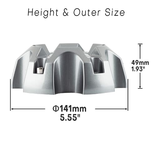 5.55in Wheel Center caps for Ballistic Incubus Wheels Center Hubcaps 4 Pack Grey Center Cover Replacement, 6 lugs - color: Grey