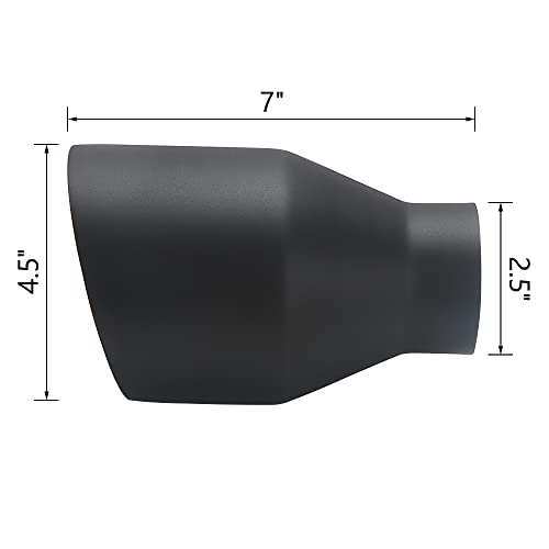 LCGP 2.5" inlet Universal Diesel Exhaust Tip 4.5" Outlet 7" Long Tail Tip, Black & Double Wall Angle Cut - size: 2.5“x4.5"x7", style: Black