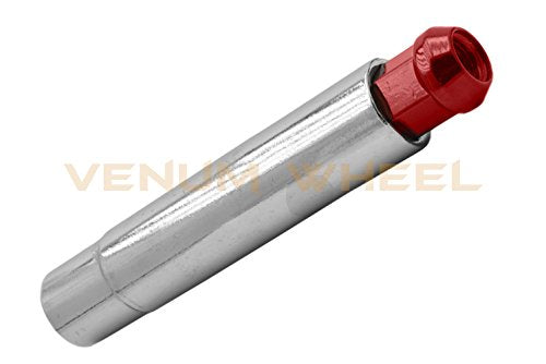 20 Pc 12x1.5 Tall 4.5" Solid Spike Red Lug Nuts with Locking Socket Key | Fits Toyota Highlander Rav4 & 5 Lug Tacoma