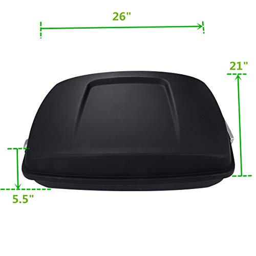 TCT-MOTORPARTS 5.5" Razor Motorcycle Pack Trunk Luggage w/Backrest Mount Rack Fit for Harley 2014-2025 Road King Street Glid Limited Road Glide - color: Matte Black Razor Trunk+Black Rack