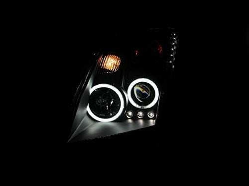 AnzoUSA 121276 Black Clear Projector Headlight with Amber Reflector for Nissan Sentra - (Sold in Pairs)