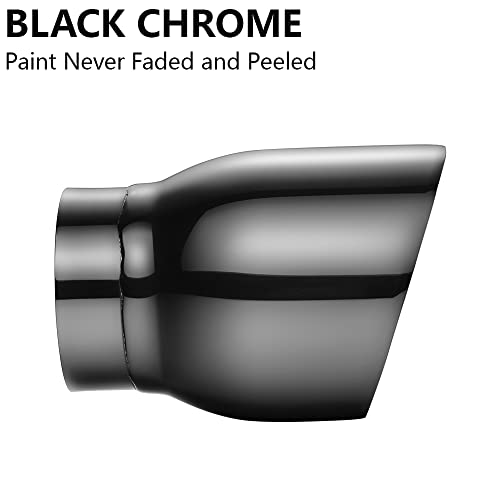 A-KARCK Double Wall Exhaust Tips Black Chrome 2.5" Inlet, Muffler Tip with Never Fading and Peeling Coating, 2.5" Inlet 3.5" Outlet 5" Long Resonator Exhaust Tip Welding-On - size: 2.5" inlet - 3.5" outlet