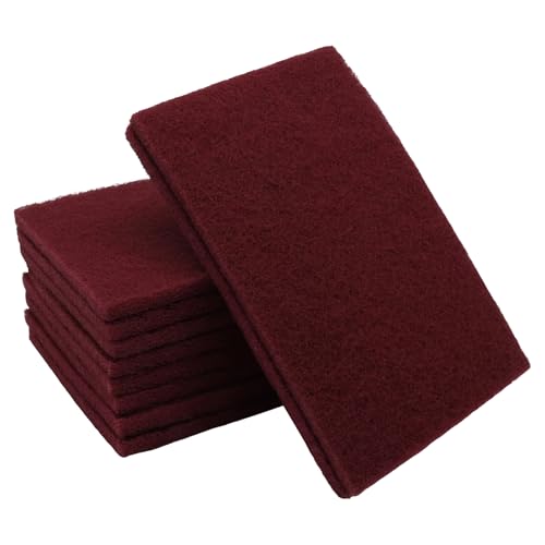 10 Pack Premium Scuff Pads (7447&7448), Maroon General Purpose Scuff Pads Ultra Fine Pads, Scouring Sanding Paint Primer Prep Adhesion Scratch for Surface Preparation/Autobody 6"x9"