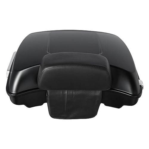 TCT-MOTORPARTS Razor Trunk Backrest Mount Fit For Harley 2014-2025 Road Street Glide King Glide - color: Matte Black Razor Trunk+Chrome Rack