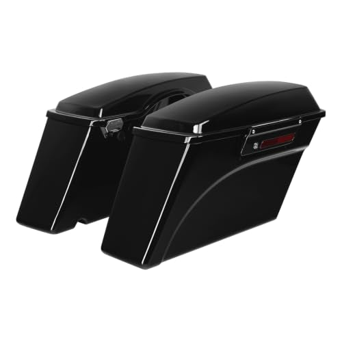 XFMT Motorcycle Saddlebags Hard Saddlebags For Harley Touring 1993-2013 - color: Vivid Black W/ Black Latches, size: Standard