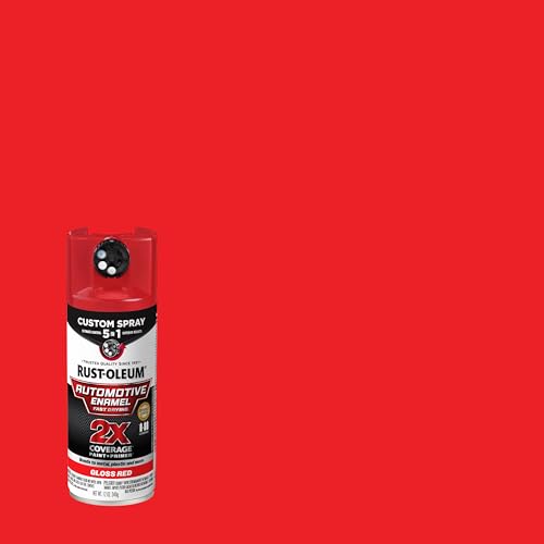 Rust-Oleum 2X Automotive Enamel 5-in-1 Spray Paint, Gloss Red - color: Gloss Red, size: 12 Ounce (Pack of 6)