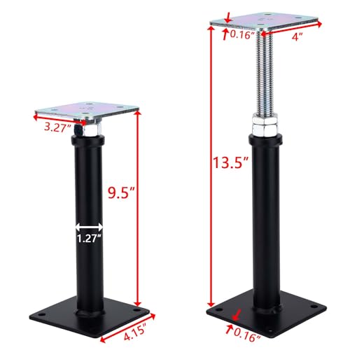 4-Pack Adjustment Floor Jack Post Floor Jack Lift Supports 9.5-13.5 Inch Adjustable House Jack,Adjust Supports,Lift Supports,Mini Screw Jack, Floor Straightener,Level Supports - size: AR 9.5-13.5