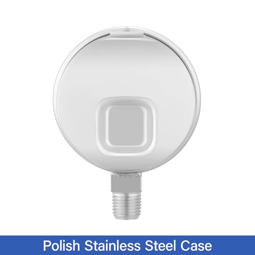 MEASUREMAN Fully Stainless Steel Hydraulic Glycerin Filled Pressure Gauge, 2-1/2" Dial Size,0-30psi/kpa,1/4" NPT Lower Mount - size: 0-30 psi, style: Lower Mount(100% Stainless Steel)