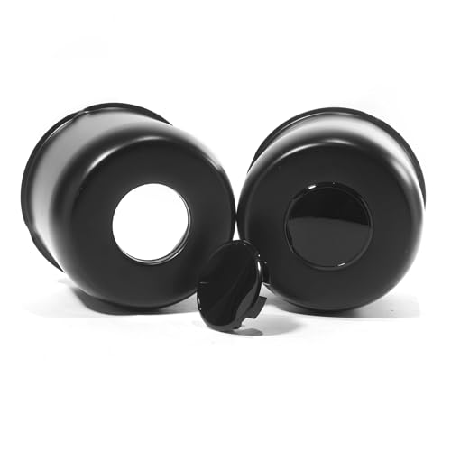 2 Pack 4.88" Push Through Trailer Wheel Center Caps & Lug Nuts - color: Matte Black